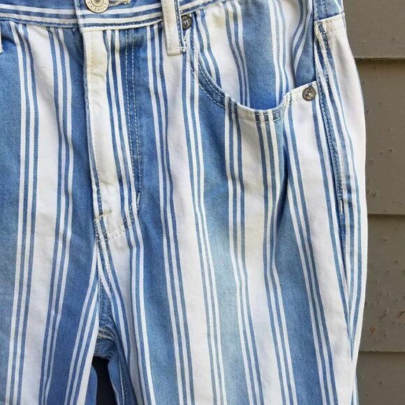 American Eagle Blue White Stripe Mom Jeans size 4 Long - Picture 10 of 12
